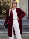 Cocolii mi-longue blazer en velours boutonnage poches col revers femme décontracté vintage pardessus de bureau