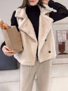 Cocolii gilet sans manches veste aviateur suedine double boutonnage poches col revers femme casual blouson