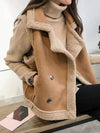 Cocolii gilet sans manches veste aviateur suedine double boutonnage poches col revers femme casual blouson