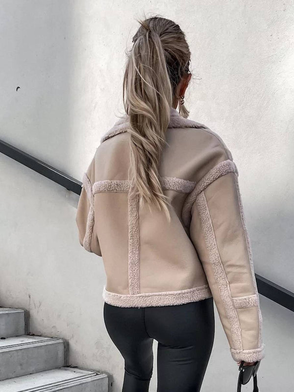 Cocolii mi-longue manteau aviateur en suedine manches longues