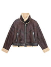 Cocolii court perfecto manteau aviateur suedine polaire ceinture poches col revers femme oversized veste