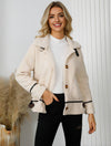 Cocolii manteau aviateur boutonnage poches chunky buckle col revers manches longues fermeture éclair femme décontracté veste