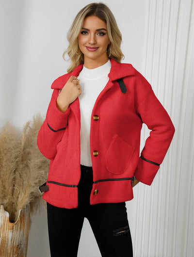 Cocolii manteau aviateur boutonnage poches chunky buckle col revers manches longues fermeture éclair femme décontracté veste