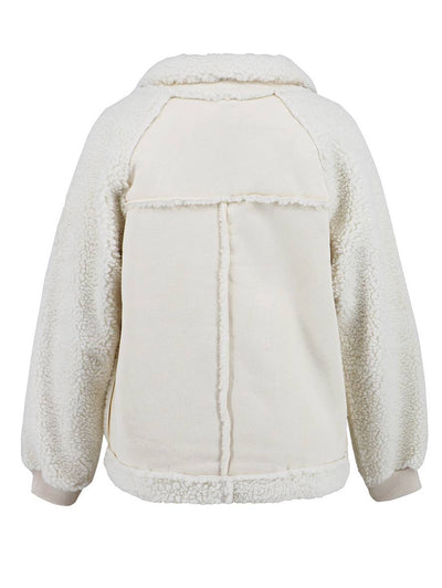 Cocolii manteau aviateur suedine poches col revers manches longues fermeture éclair femme élégant décontracté veste