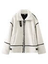 Cocolii manteau aviateur col revers poches chunky buckle manches longues femme décontracté oversized hiver veste