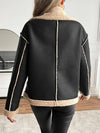 Cocolii manteau aviateur femme hiver style peau de mouton veste chaude en similicuir doublée fourrure col revers décontracté