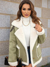 Cocolii veste aviateur femme doublé polaire poches chunky buckle col revers décontracté chaud manteau en suédine