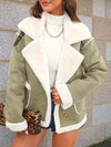 Cocolii veste aviateur femme doublé polaire poches chunky buckle col revers décontracté chaud manteau en suédine