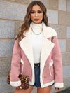 Cocolii veste aviateur femme doublé polaire poches chunky buckle col revers décontracté chaud manteau en suédine