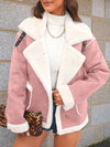 Cocolii veste aviateur femme doublé polaire poches chunky buckle col revers décontracté chaud manteau en suédine