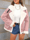 Cocolii veste aviateur femme doublé polaire poches chunky buckle col revers décontracté chaud manteau en suédine