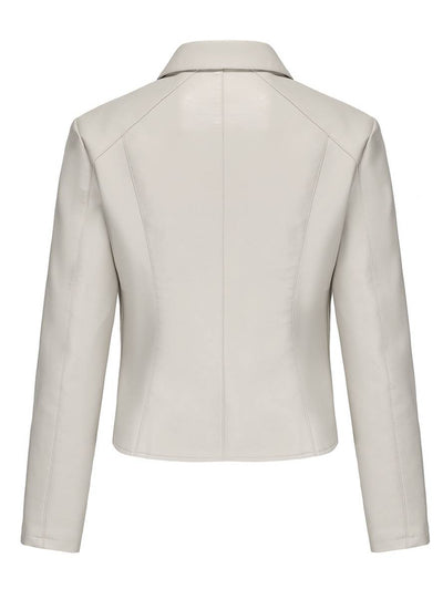 Cocolii court perfecto vestes simili cuir boutonnage rivet col revers manches longues femme décontracté mode veste automne