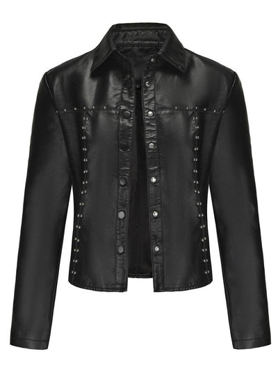 Cocolii court perfecto vestes simili cuir boutonnage rivet col revers manches longues femme décontracté mode veste automne