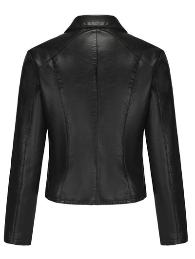 Cocolii court perfecto vestes simili cuir boutonnage rivet col revers manches longues femme décontracté mode veste automne