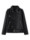Cocolii perfecto veste femme simili cuir fermeture éclair poches ceinture col revers décontracté blouson motard