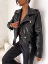 Cocolii perfecto femme cuir poches fermeture éclair col revers manches longues décontracté blouson biker veste