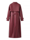 Cocolii longue trench en simili cuir femme boutonnage poches ceinture col revers décontracté vintage manteau