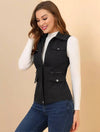 Cocolii court veste sans manches unicolore fermeture éclair boutons poches femme décontracté mode gilet