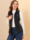 Cocolii court veste sans manches unicolore fermeture éclair boutons poches femme décontracté mode gilet