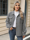 Cocolii veste pied de poule boutonnage poches col revers manches longues femme élégant décontracté ample manteau