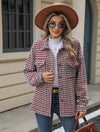 Cocolii veste pied de poule boutonnage poches col revers manches longues femme élégant décontracté ample manteau