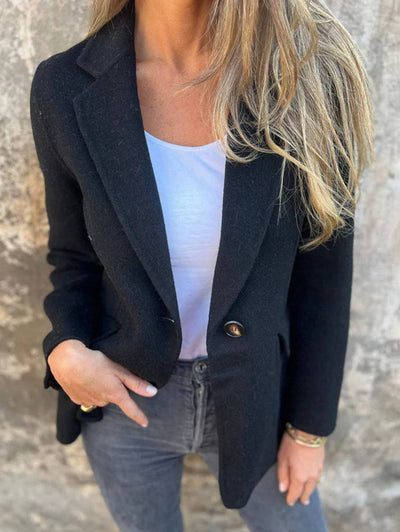 Cocolii veste unicolore boutons manches longues femme élégant décontracté mode manteau blazer