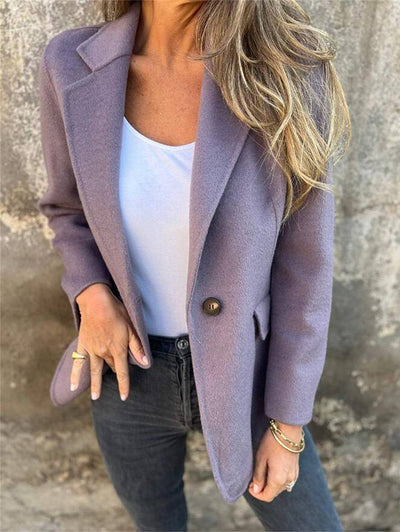 Cocolii veste unicolore boutons manches longues femme élégant décontracté mode manteau blazer