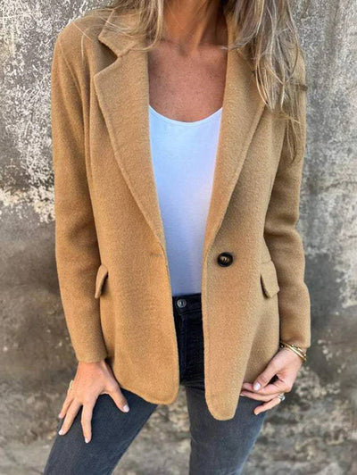 Cocolii veste unicolore boutons manches longues femme élégant décontracté mode manteau blazer