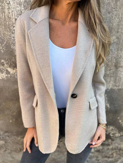 Cocolii veste unicolore boutons manches longues femme élégant décontracté mode manteau blazer