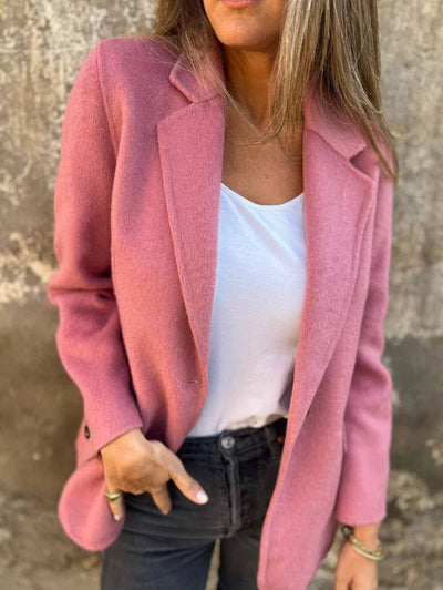 Cocolii veste unicolore boutons manches longues femme élégant décontracté mode manteau blazer