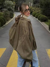 Cocolii blouson en suédine pour femme manches chauve souris style boyfriend décontracté automne veste style vintage