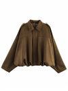 Cocolii blouson en suédine pour femme manches chauve souris style boyfriend décontracté automne veste style vintage