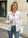 Cocolii court bombers blouson femme imprimé à fleurie fermeture éclair manches longues femme décontracté mi-saison veste