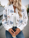 Cocolii court bombers blouson femme imprimé à fleurie fermeture éclair manches longues femme décontracté mi-saison veste