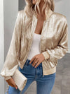 Cocolii bombers blouson femme fermeture éclair col montant manches longues élégant décontracté métallique chic veste