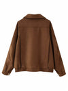 Cocolii court perfecto femme en suedine veste en daim poches ceinture vintage blouson motard pour automne