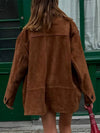 Cocolii surchemise femme en daim veste en suedine boutonnage poches col revers vintage décontracté blouson d'automne