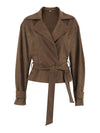 Cocolii veste court femme en suedine ceinture col revers décontracté vintage blouson en daim automne