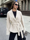 Cocolii perfecto veste femme en daim boutons ceinture v-cou style boyfriend décontracté vintage suedine blazer pour automne