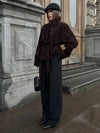Cocolii perfecto veste femme en daim boutons ceinture v-cou style boyfriend décontracté vintage suedine blazer pour automne