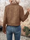 Cocolii court perfecto femme en suedine fermeture éclair col revers manches longues boyfriend style motard veste en daim