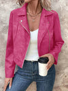 Cocolii court perfecto femme en suedine fermeture éclair col revers manches longues boyfriend style motard veste en daim