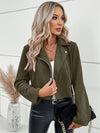 Cocolii court perfecto femme en suedine fermeture éclair poches col revers décontracté veste daim blouson