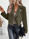 Cocolii court perfecto femme en suedine fermeture éclair poches col revers décontracté veste daim blouson