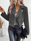Cocolii court perfecto femme en suedine fermeture éclair poches col revers décontracté veste daim blouson