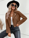 Cocolii court perfecto femme en suedine fermeture éclair poches col revers décontracté veste daim blouson