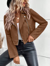Cocolii court perfecto femme en suedine fermeture éclair poches col revers décontracté veste daim blouson