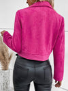 Cocolii court perfecto femme en suedine fermeture éclair poches col revers décontracté veste daim blouson