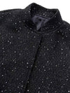 Cocolii bombers veste femme brillante paillette poches col montant manches longues femme vintage décontracté manteau