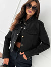 Cocolii court veste en daim femme boutonnage poches chunky buckle manches longues décontracté blouson en suedine